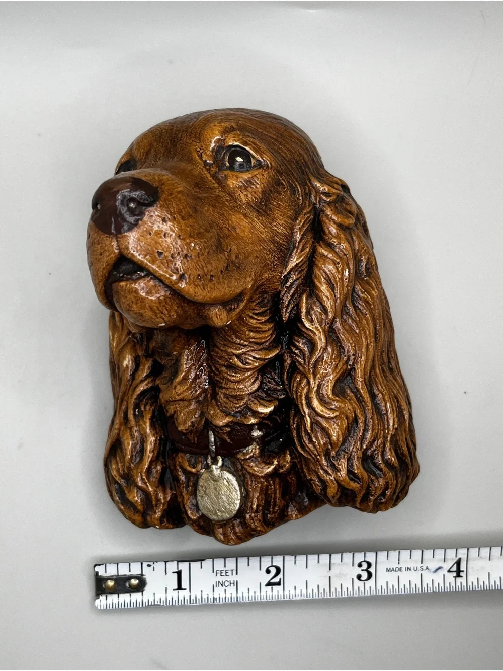 Vintage MCM Chalkware Cocker Spaniel Dog Head Wall Plaque Hanger